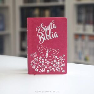Biblia Letra Grande Imitación Piel Rosa Mariposas